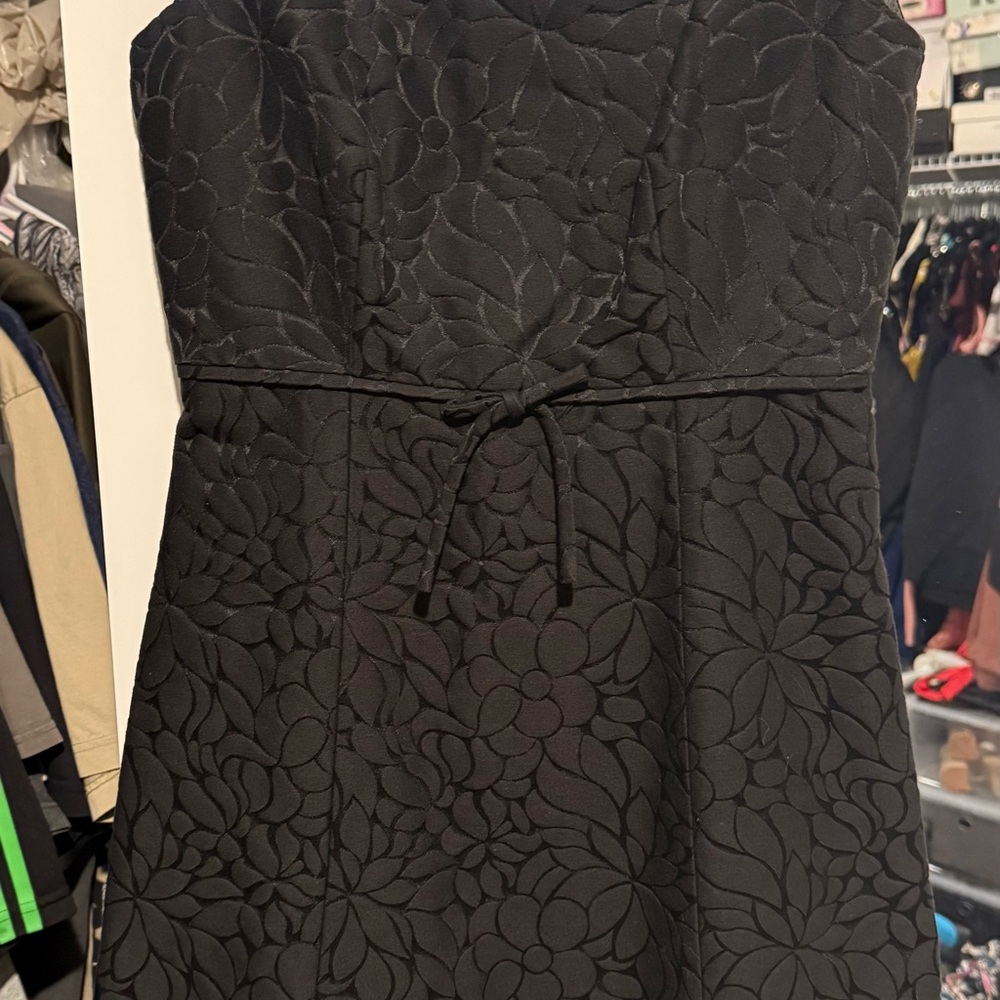 J. Crew Black Strapless Floral Dress cotton Silk Blend size 0